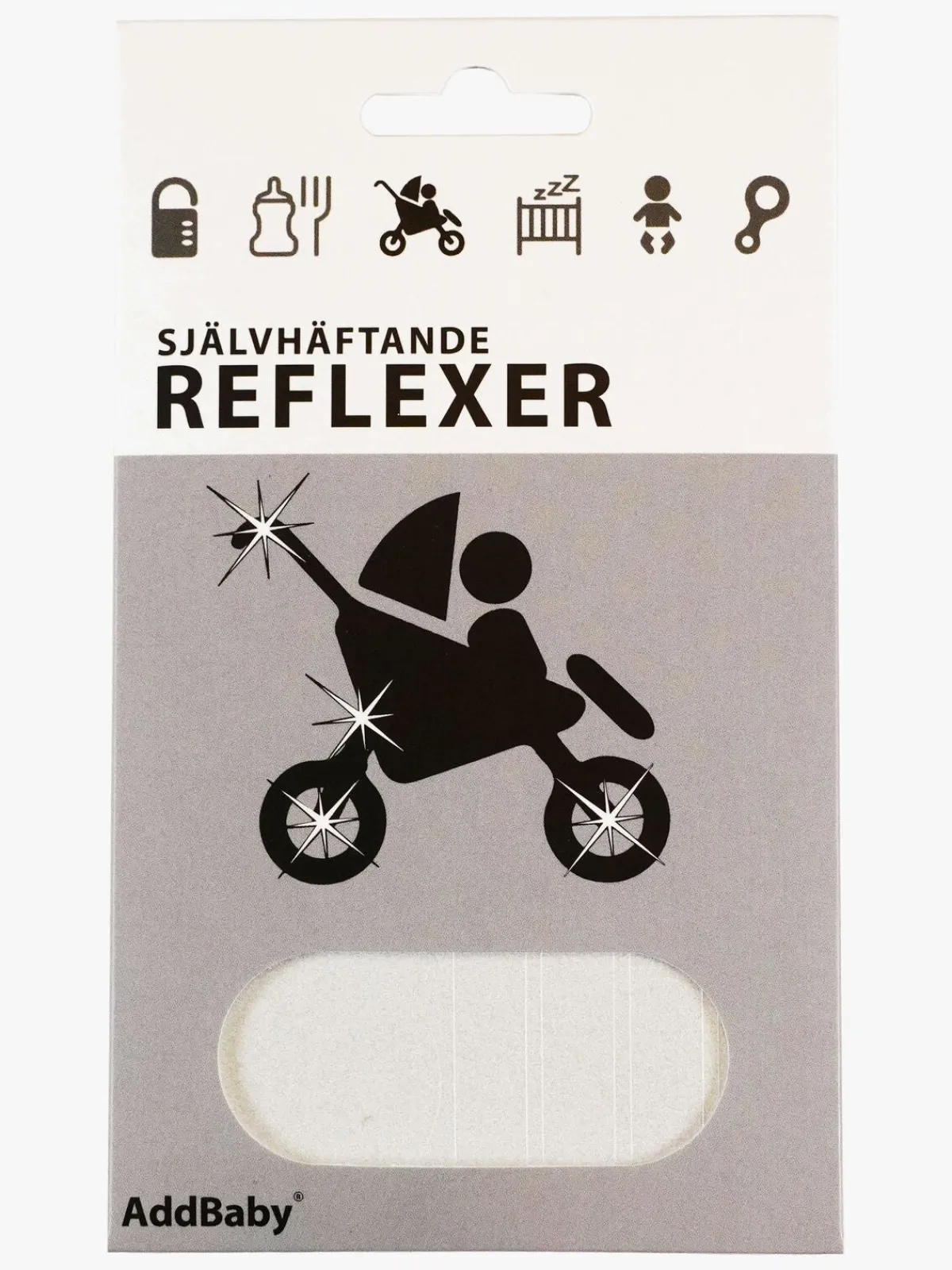 Vogntilbehør|AddBaby Refleksklistermærker, Sølvfarvet Grå
