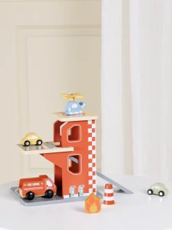 AliceFox Legetøjsbiler & -Fartøjer-Alice & Fox Brandstation Garage, Rød