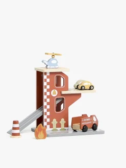 AliceFox Legetøjsbiler & -Fartøjer-Alice & Fox Brandstation Garage, Rød