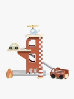 AliceFox Legetøjsbiler & -Fartøjer-Alice & Fox Brandstation Garage, Rød