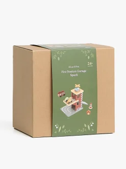 AliceFox Legetøjsbiler & -Fartøjer-Alice & Fox Brandstation Garage, Rød