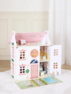 AliceFox Dukker & Bamser-Alice & Fox Dukkehus med Møbel & 4 Dukker, Pink