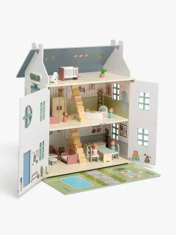 AliceFox Dukker & Bamser-Alice & Fox Dukkehus med Møbler & 4 Dukker, Blå