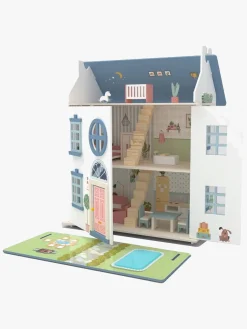 AliceFox Dukker & Bamser-Alice & Fox Dukkehus med Møbler & 4 Dukker, Blå