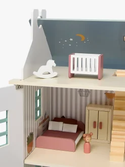 AliceFox Dukker & Bamser-Alice & Fox Dukkehus med Møbler & 4 Dukker, Blå