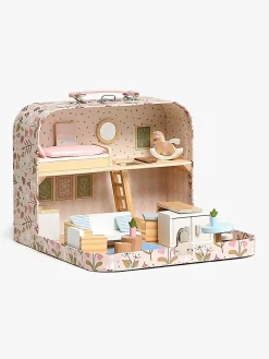 AliceFox Dukker & Bamser-Alice & Fox Kuffert Dukkehus, Lyserød/blå