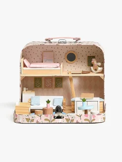 AliceFox Dukker & Bamser-Alice & Fox Kuffert Dukkehus, Lyserød/blå