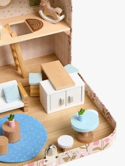 AliceFox Dukker & Bamser-Alice & Fox Kuffert Dukkehus, Lyserød/blå