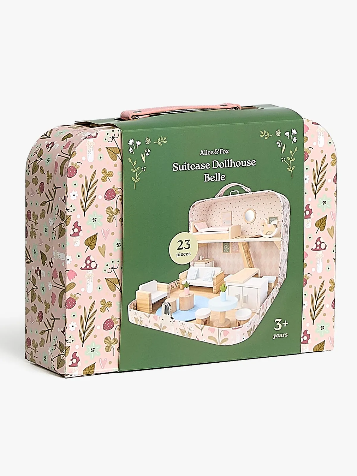 AliceFox Dukker & Bamser-Alice & Fox Kuffert Dukkehus, Lyserød/blå