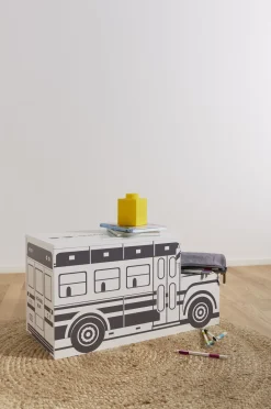 Børn AliceFox Opbevaring-Alice & Fox Legetøjskasse Skolebus, Sort/Hvid