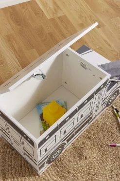 Børn AliceFox Opbevaring-Alice & Fox Legetøjskasse Skolebus, Sort/Hvid