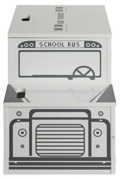 Børn AliceFox Opbevaring-Alice & Fox Legetøjskasse Skolebus, Sort/Hvid