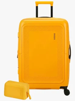Tasker|AmericanTourister American Tourister Dashpop Kuffert 76-84L & Toilettaske POP, Golden Yellow