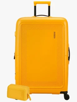 Tasker|AmericanTourister American Tourister Dashpop Kuffert 104-121L & Toilettaske POP, Golden Yellow