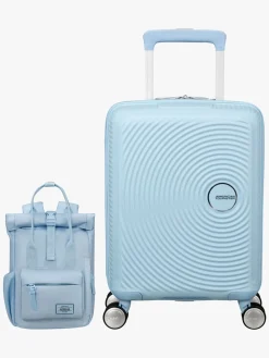Tasker|AmericanTourister American Tourister Soundbox Kuffert 22L & Urban Groove City 7L Mini Sæt, Pastel Blue
