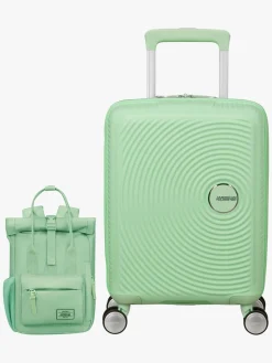 Tasker|AmericanTourister American Tourister Soundbox Kuffert 22L & Urban Groove City 7L Mini Sæt, Pastel Green