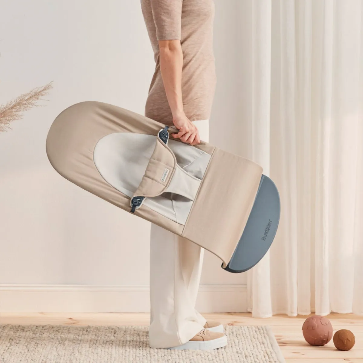 Skråstole & Babygynger|BABYBJORN BabyBjörn Balance Soft Skråstol Woven, Khaki/Beige Grøn/Beige