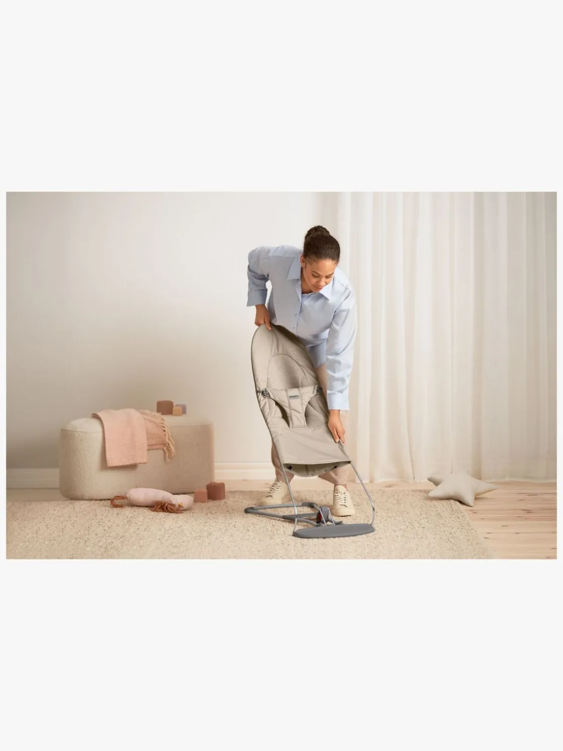 Skråstole & Babygynger|BABYBJORN BabyBjörn Balance Soft Skråstol Tri-Fabric, Sandgrå