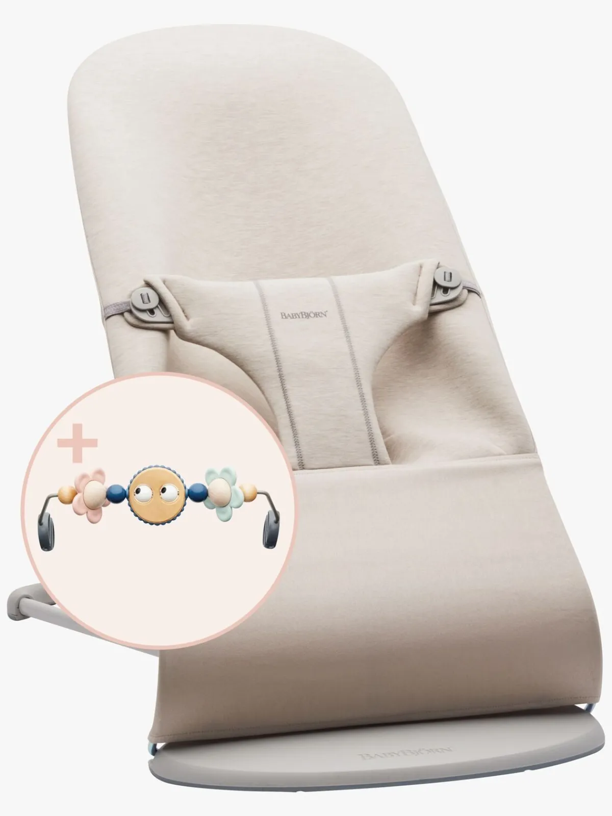 Skråstole & Babygynger|BABYBJORN BabyBjörn Bliss Skråstol 3D Jersey inkl. Sjove Øjne, Lys/Pastel Beige