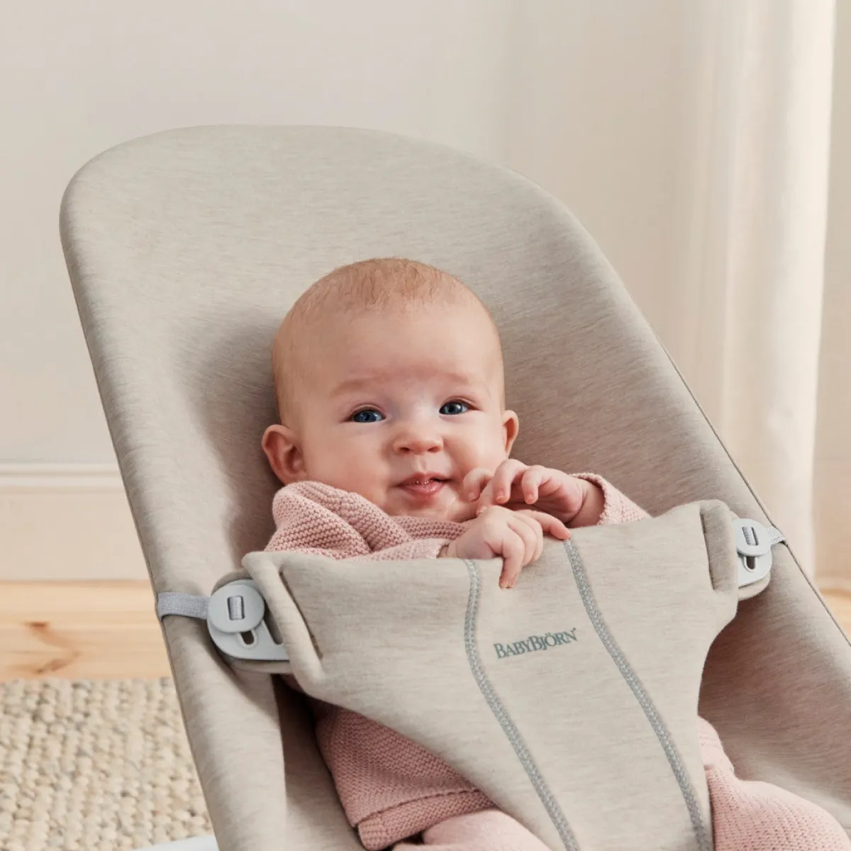 Skråstole & Babygynger|BABYBJORN BabyBjörn Bliss Skråstol 3D Jersey inkl. Sjove Øjne, Lys/Pastel Beige