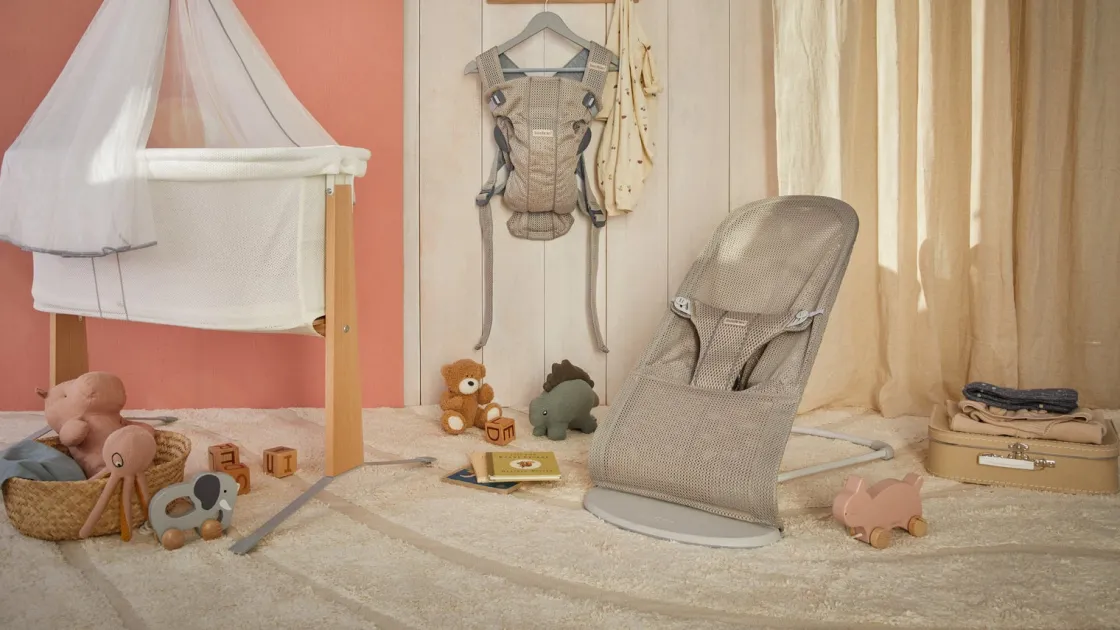 Skråstole & Babygynger|BABYBJORN BabyBjörn Bliss Skråstol Mesh, Grey Beige