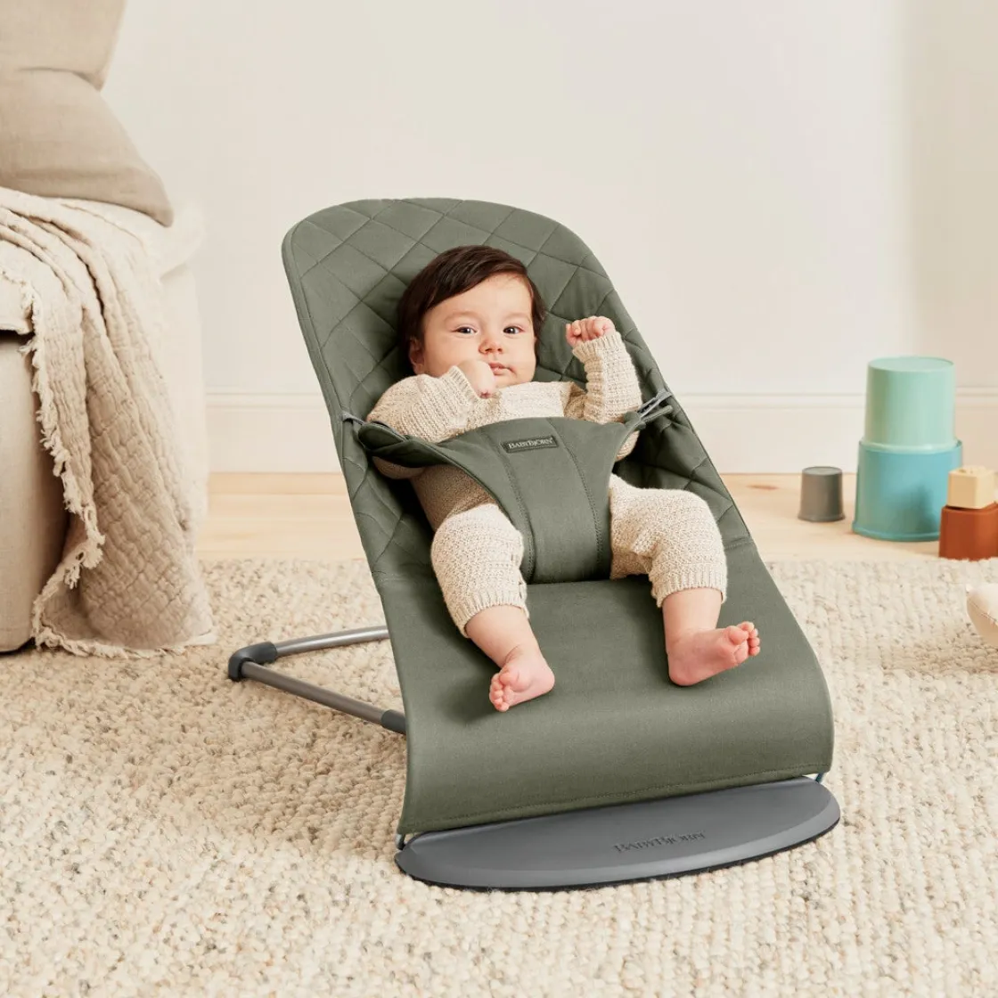Skråstole & Babygynger|BABYBJORN BabyBjörn Bliss Skråstol Woven Classic Quilt, Mørkegrøn Grøn