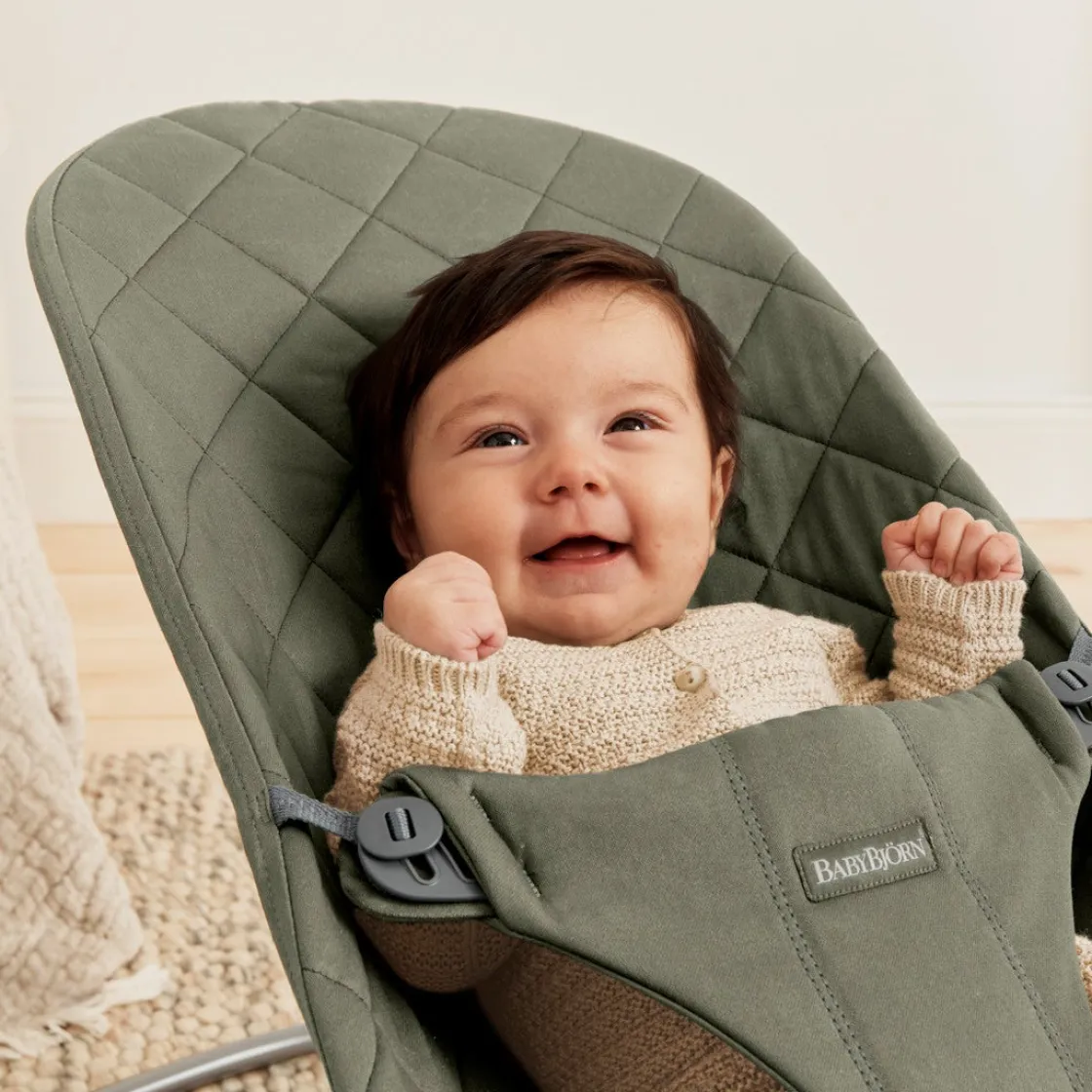 Skråstole & Babygynger|BABYBJORN BabyBjörn Bliss Skråstol Woven Classic Quilt, Mørkegrøn Grøn