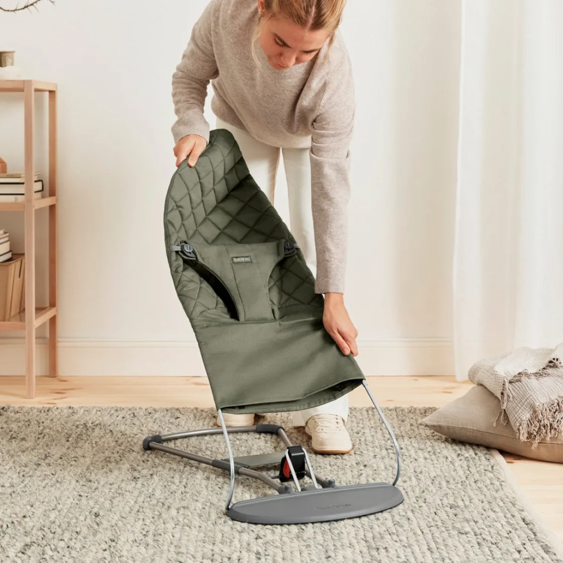 Skråstole & Babygynger|BABYBJORN BabyBjörn Bliss Skråstol Woven Classic Quilt, Mørkegrøn Grøn