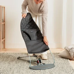 BABYBJORN Skråstole & Babygynger-BabyBjörn Bliss Skråstol Woven Classic Quilt inkl. Sjove Øjne, Antracitgrå