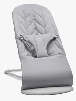 Skråstole & Babygynger|BABYBJORN BabyBjörn Bliss Skråstol Woven Bladmønstret Quilt, Lysegrå Grå