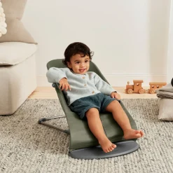 Skråstole & Babygynger|BABYBJORN BabyBjörn Bliss Skråstol Woven Bladmønstret Quilt, Mørkegrøn Grøn