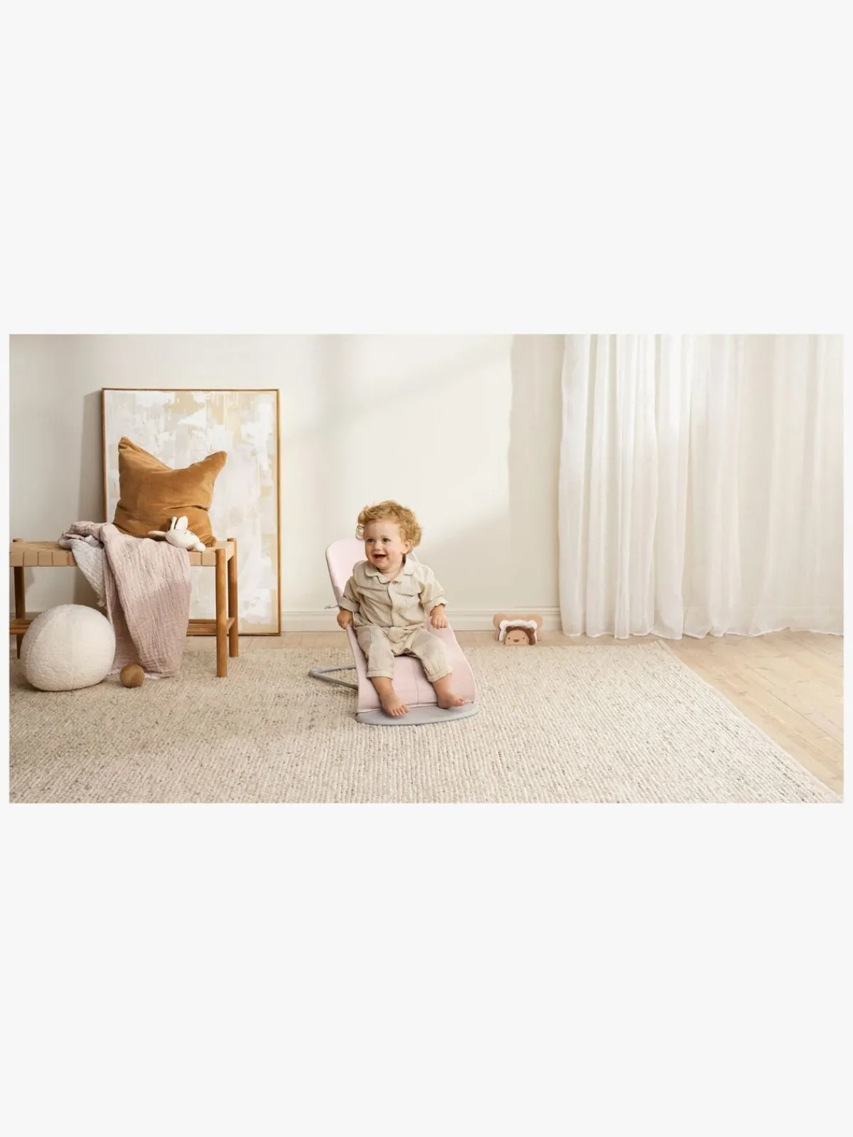 Skråstole & Babygynger|BABYBJORN BabyBjörn Bliss Skråstol Woven, Light Pink Melange Lyserød