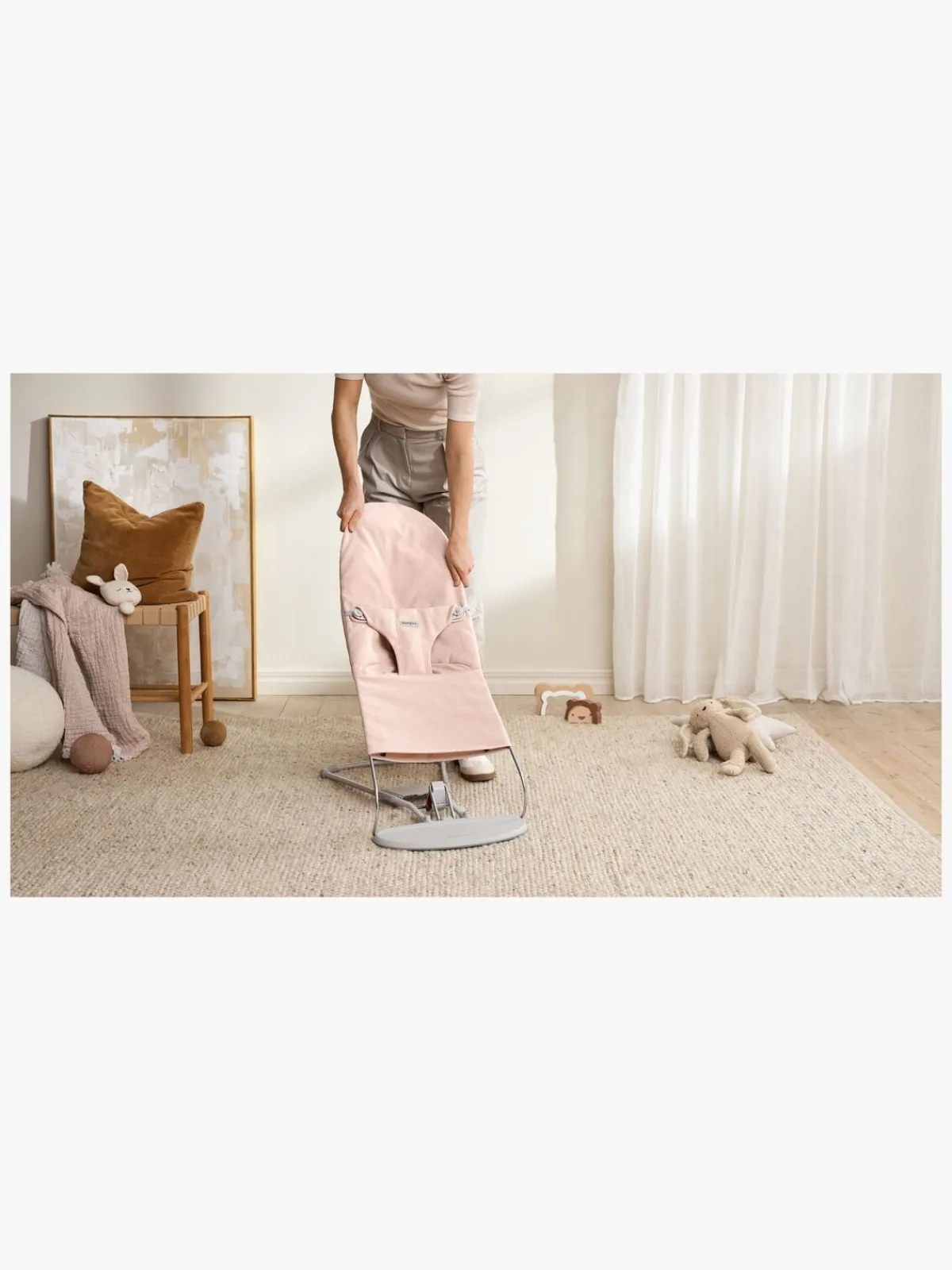 Skråstole & Babygynger|BABYBJORN BabyBjörn Bliss Skråstol Woven, Light Pink Melange Lyserød