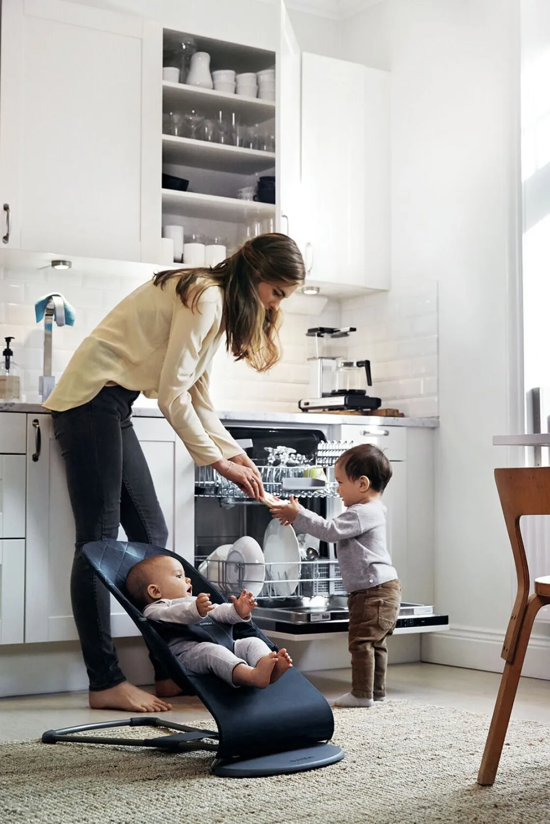 Skråstole & Babygynger|BABYBJORN BabyBjörn Bliss Skråstol Woven Classic Quilt, Midnatsblå Blå