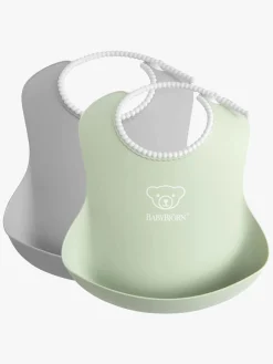 BABYBJORN Spisetid-BabyBjörn Hagesmæk 2-pak, Grå/Lysegrøn