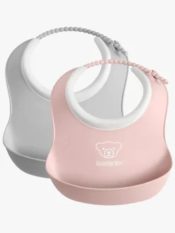 Spisetid|BABYBJORN BabyBjörn Hagesmæk-sæt 2-Pak, Grå/Lyserød Grå/Lyserød