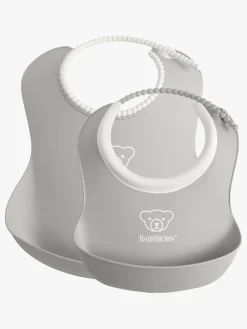 Spisetid|BABYBJORN BabyBjörn Hagesmæk-sæt 2-Pak, Grå Grå/Hvid