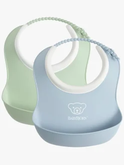 Spisetid|BABYBJORN BabyBjörn Hagesmæk-sæt 2-Pak, Lysegrøn/Lyseblå Grøn/Blå