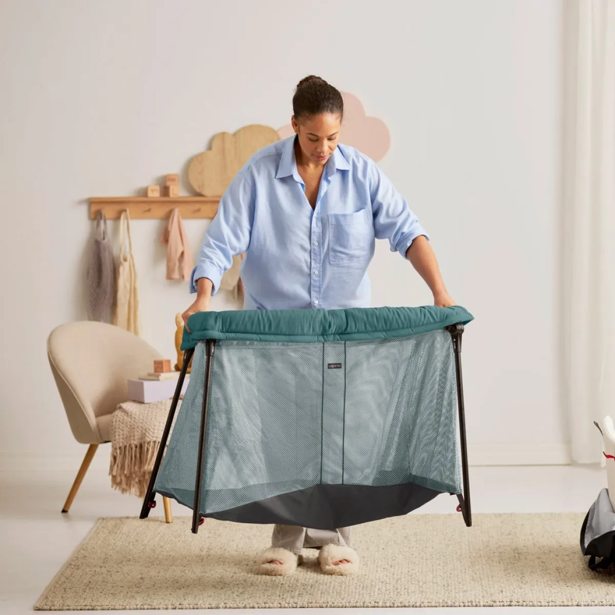 Børnesenge & Tilbehør|BABYBJORN BabyBjörn Light Weekendseng, Mørkegrøn Grøn