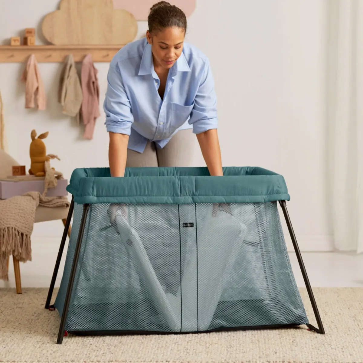 Børnesenge & Tilbehør|BABYBJORN BabyBjörn Light Weekendseng, Mørkegrøn Grøn