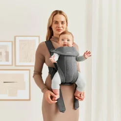 Bæreseler, Strækvikler & Bærestole|BABYBJORN BabyBjörn Mini Bæresele 3D Jersey, Dark grey Grå