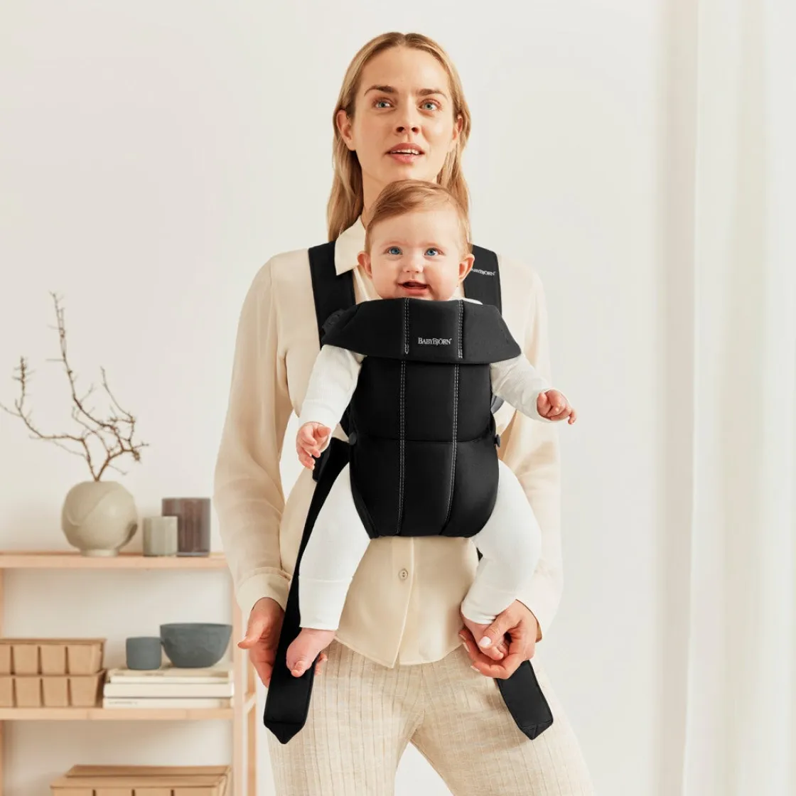 Bæreseler, Strækvikler & Bærestole|BABYBJORN Babybjörn Mini Bæresele Woven, Sort