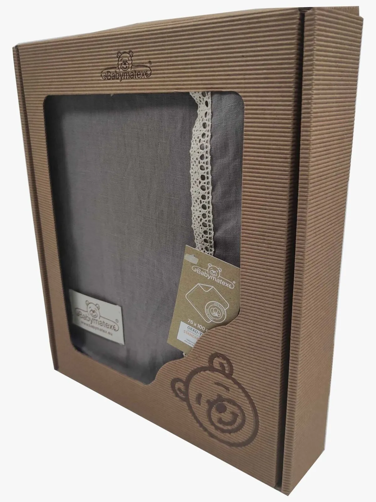 Børn BabyMatex Interiør-Babytæppe i Hør 75 x 100 cm, Mørkegråt