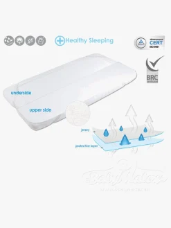 Sengetøj|BabyMatex Hygienic Jersey Rullemadras til tremmeseng 60x120 cm Åndbar og Vandtæt, Hvid