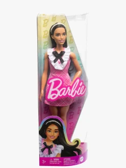 Dukker & Bamser|Barbie Fashionista Dukke med Sort Hår & Ternet Kjole Flerfarvet