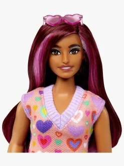 Dukker & Bamser|Barbie Fashionistas Dukke med Hjertemønstret Sweaterkjole Flerfarvet