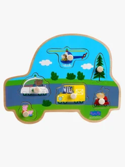 Spil & Puslespil|PeppaPig Barbo Toys Gurli Gris Knoppuslespil i Træ Transportmidler 6 Brikker