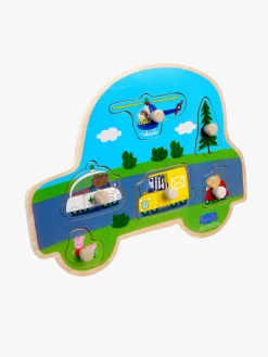 Spil & Puslespil|PeppaPig Barbo Toys Gurli Gris Knoppuslespil i Træ Transportmidler 6 Brikker