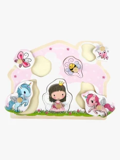 Spil & Puslespil|BarboToys Barbo Toys Knoppuslespil Prinsesse & Enhjørning i Træ Lillie & Ellie 6 Brikker