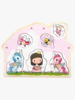 Spil & Puslespil|BarboToys Barbo Toys Knoppuslespil Prinsesse & Enhjørning i Træ Lillie & Ellie 6 Brikker